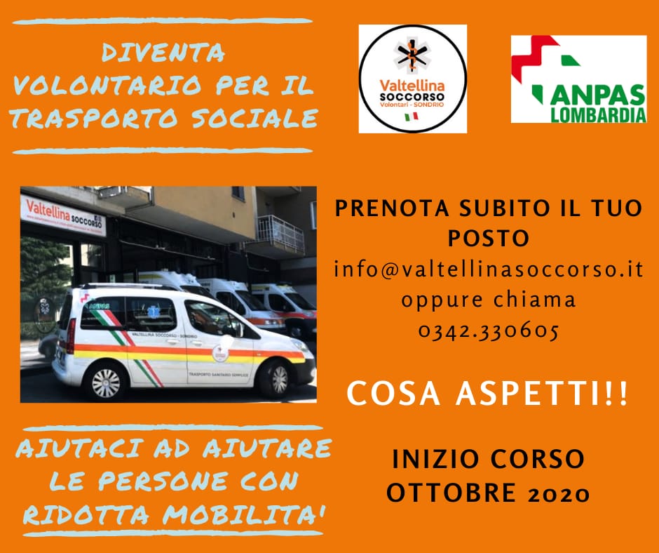 Locandina diventa volontario per il trasporto sociale